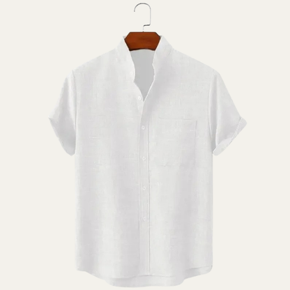 Luca | Mandarin Collar Short Sleeve Shirt