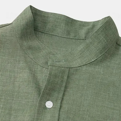 Luca | Mandarin Collar Short Sleeve Shirt