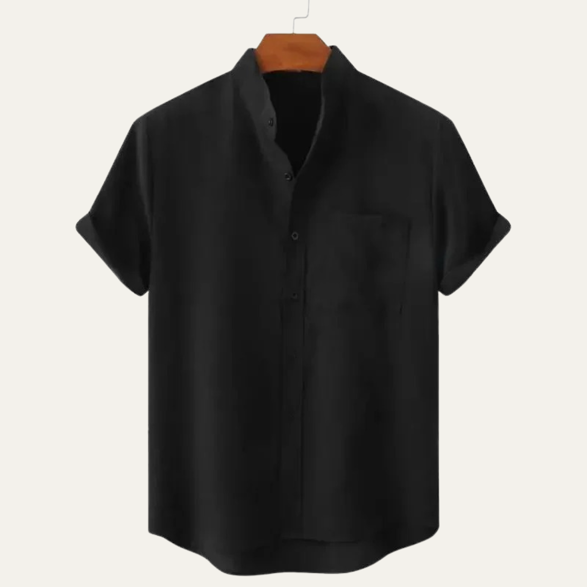 Luca | Mandarin Collar Short Sleeve Shirt