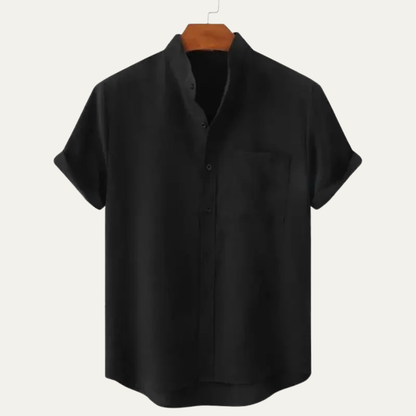 Luca | Mandarin Collar Short Sleeve Shirt