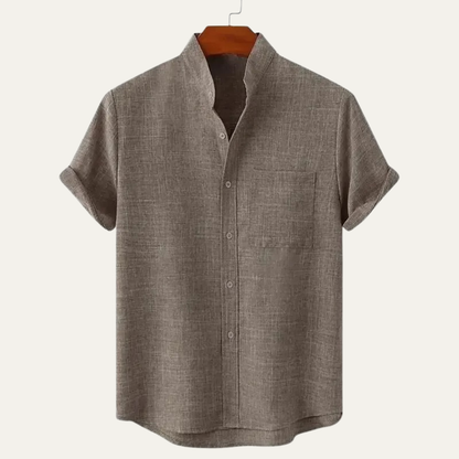 Luca | Mandarin Collar Short Sleeve Shirt