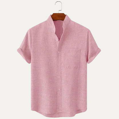 Luca | Mandarin Collar Short Sleeve Shirt