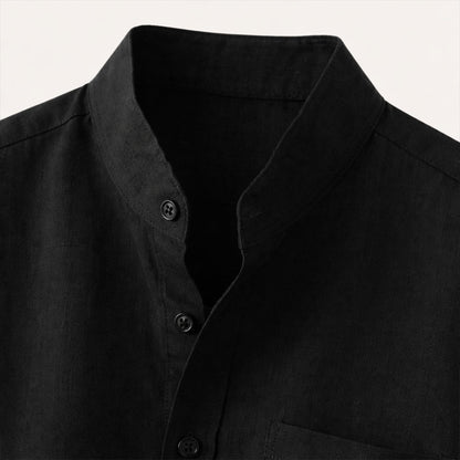 Luca | Mandarin Collar Short Sleeve Shirt