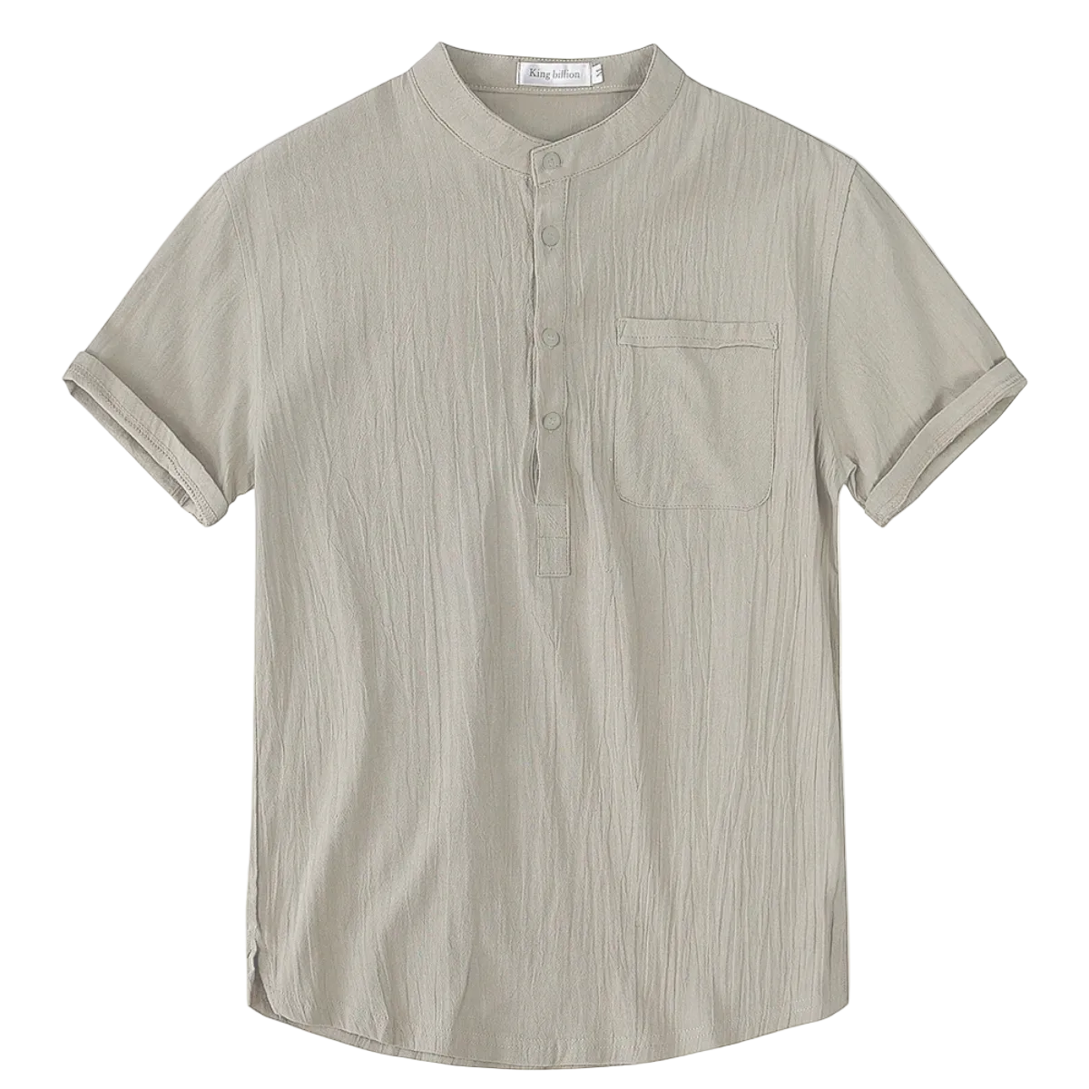 Luca | Mandarin Collar Short Sleeve Shirt with Pocket