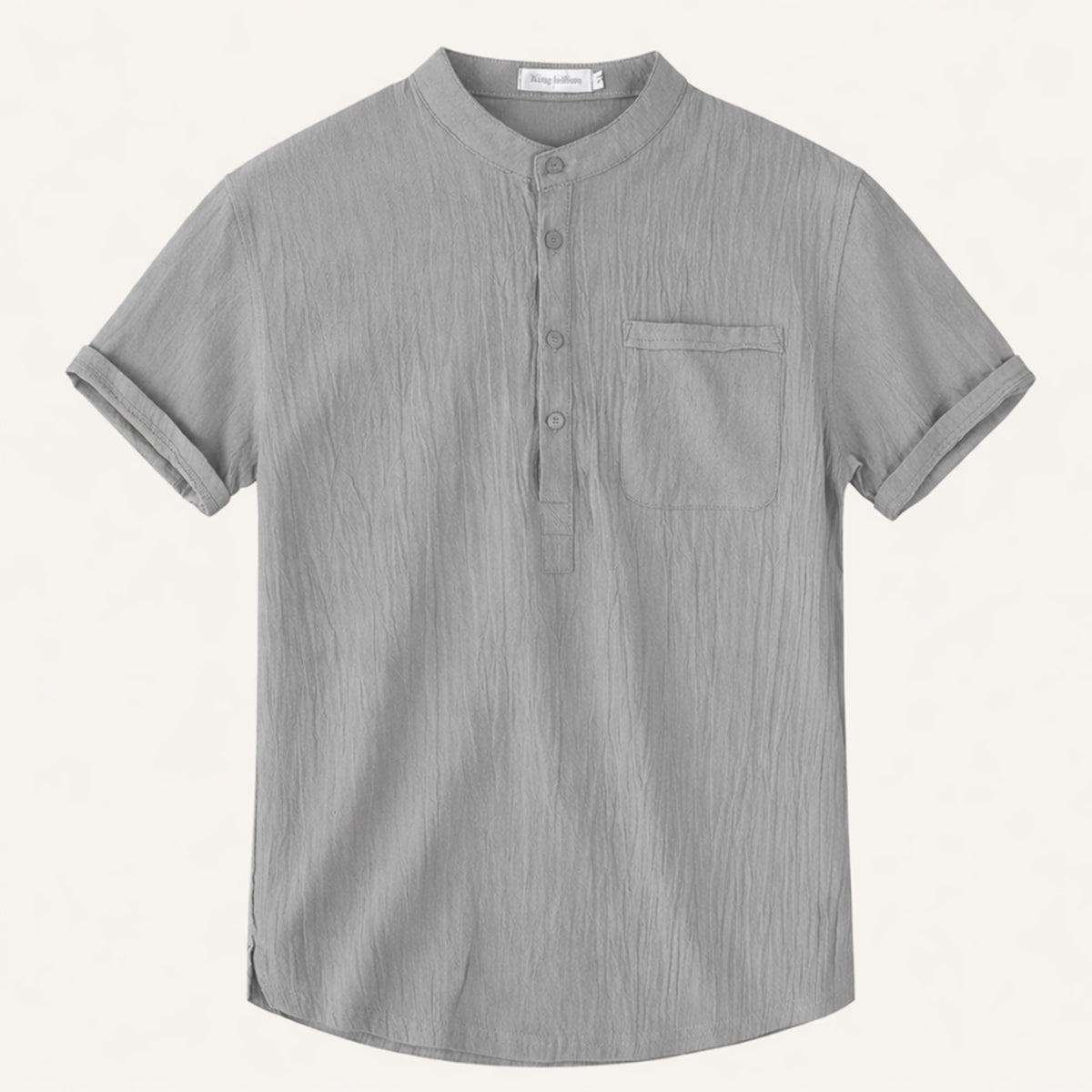 Luca | Mandarin Collar Short Sleeve Shirt with Pocket