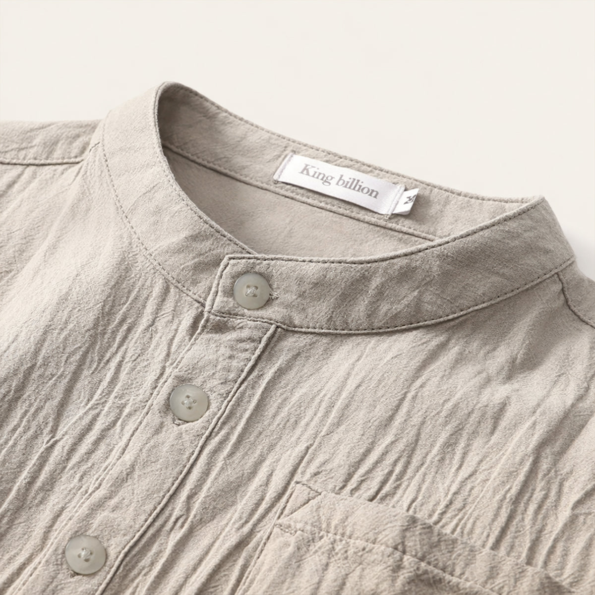 Luca | Mandarin Collar Short Sleeve Shirt with Pocket
