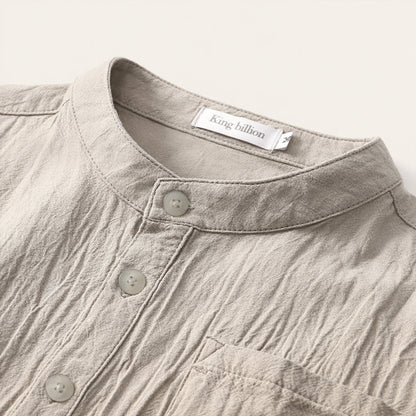 Luca | Mandarin Collar Short Sleeve Shirt with Pocket