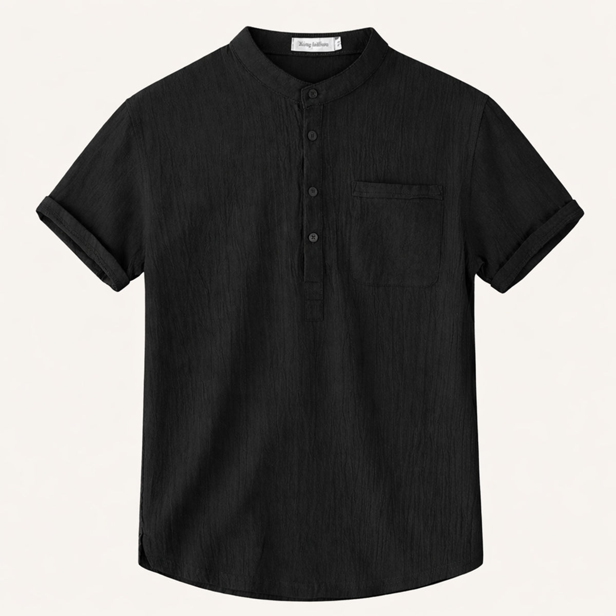 Luca | Mandarin Collar Short Sleeve Shirt with Pocket