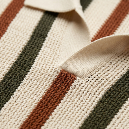 Luca | Multicolor Stripe Knit Polo Shirt