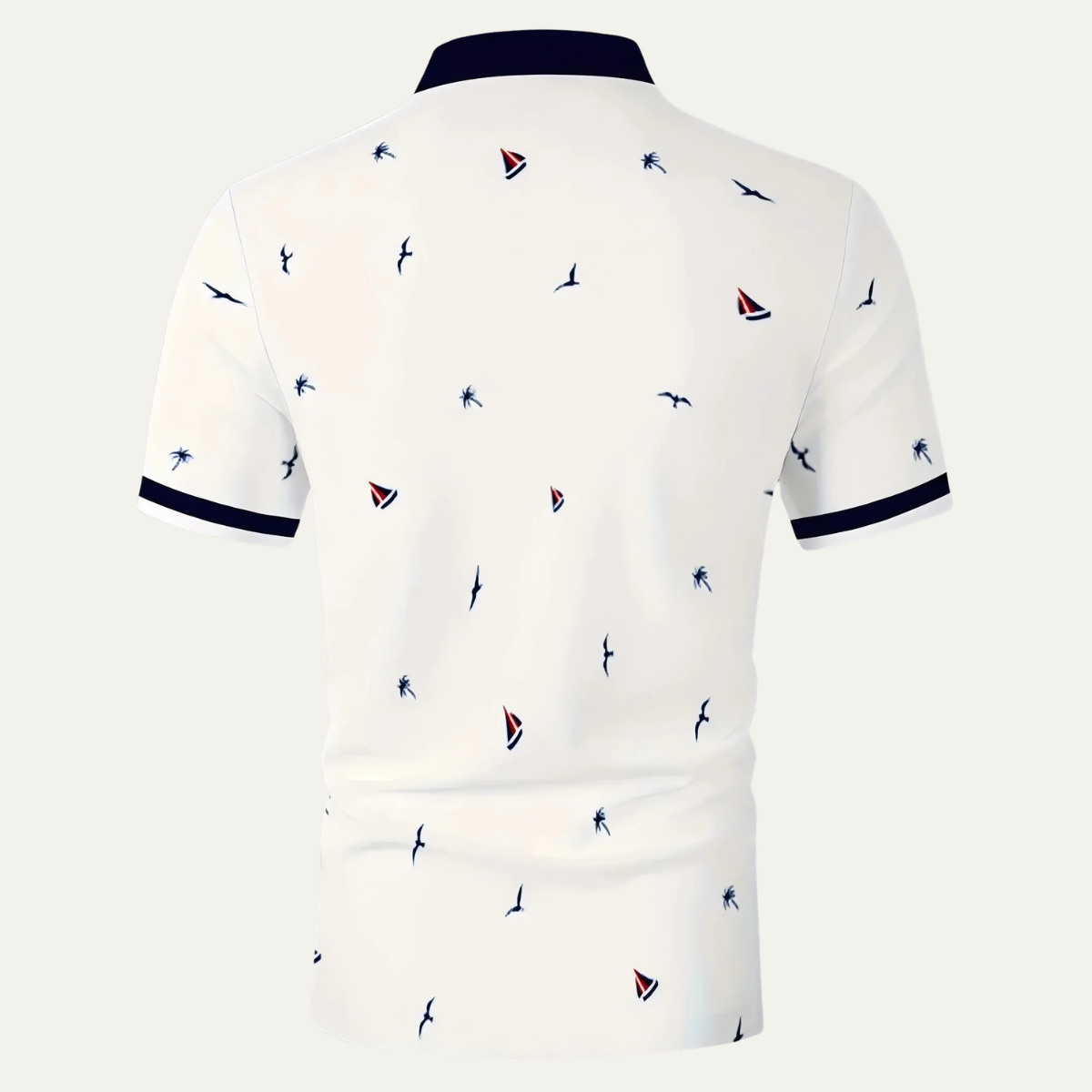 Luca | Nautical Print Polo Shirt with Contrast Trim