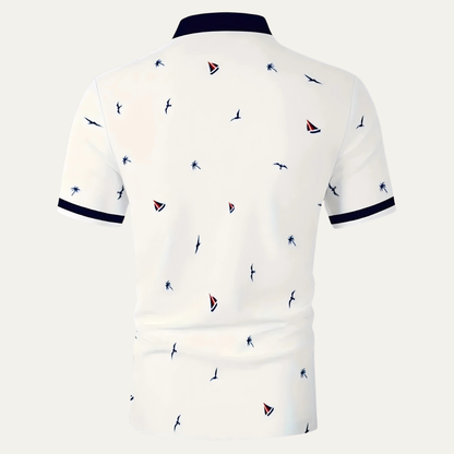 Luca | Nautical Print Polo Shirt with Contrast Trim