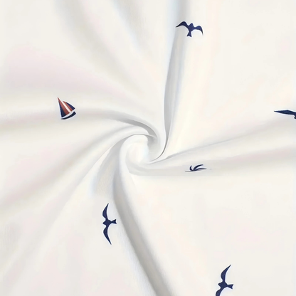 Luca | Nautical Print Polo Shirt with Contrast Trim