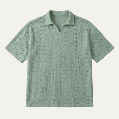 Luca | Pointelle Stripe Polo Shirt
