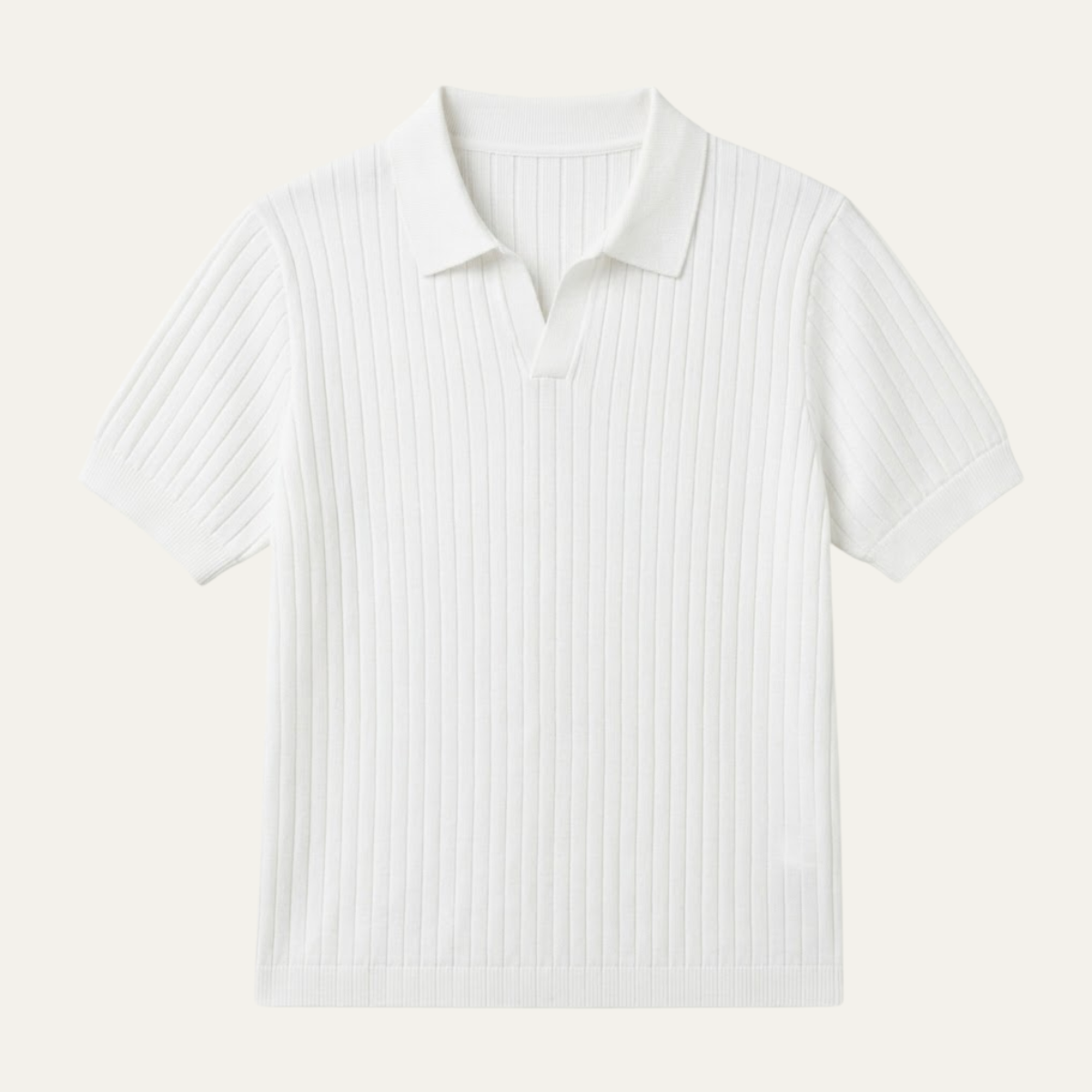 Luca | Ribbed Knit Open Collar Polo Shirt