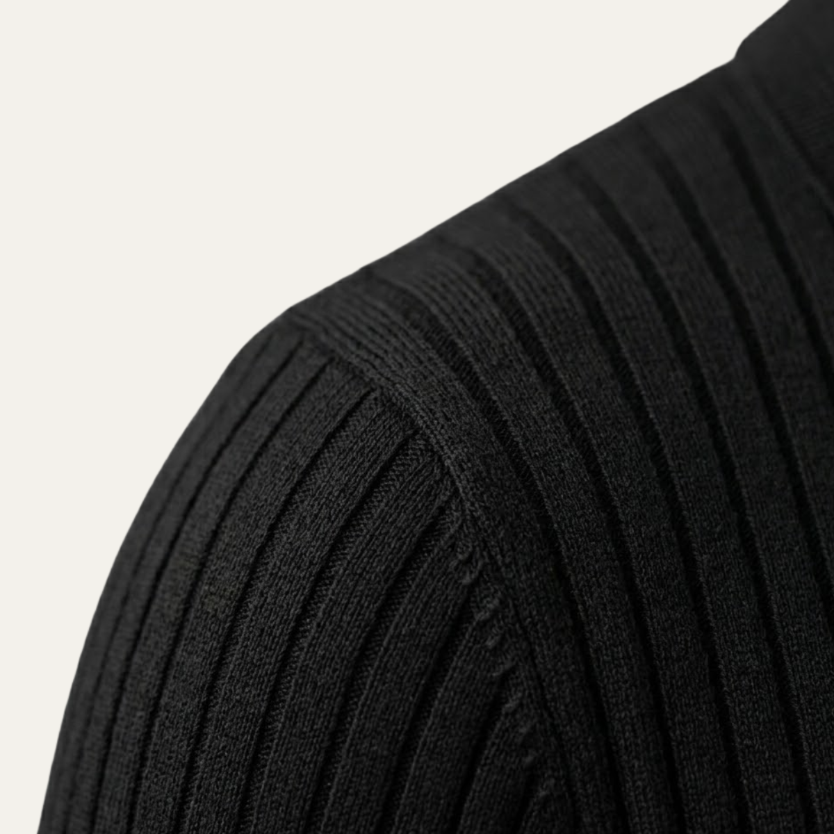 Luca | Ribbed Knit Open Collar Polo Shirt
