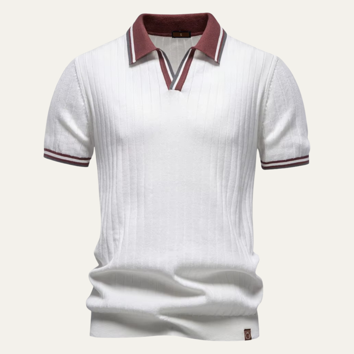 Jasper | Ribbed Knit Polo with Contrast Collar