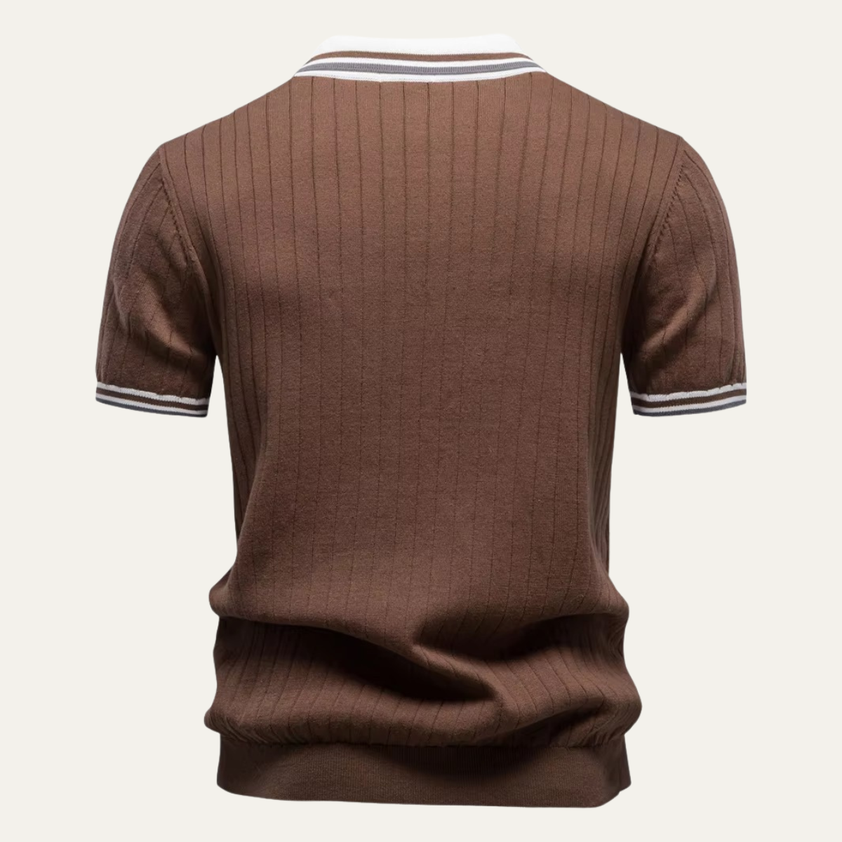 Jasper | Ribbed Knit Polo with Contrast Collar