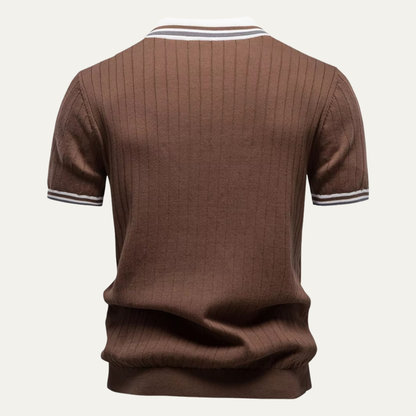 Jasper | Ribbed Knit Polo with Contrast Collar
