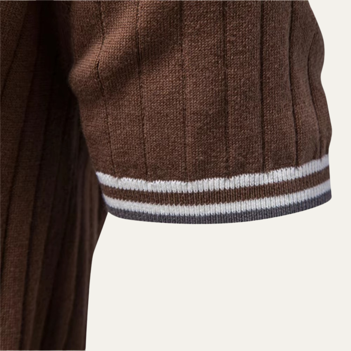 Jasper | Ribbed Knit Polo with Contrast Collar