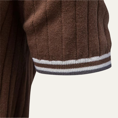 Jasper | Ribbed Knit Polo with Contrast Collar