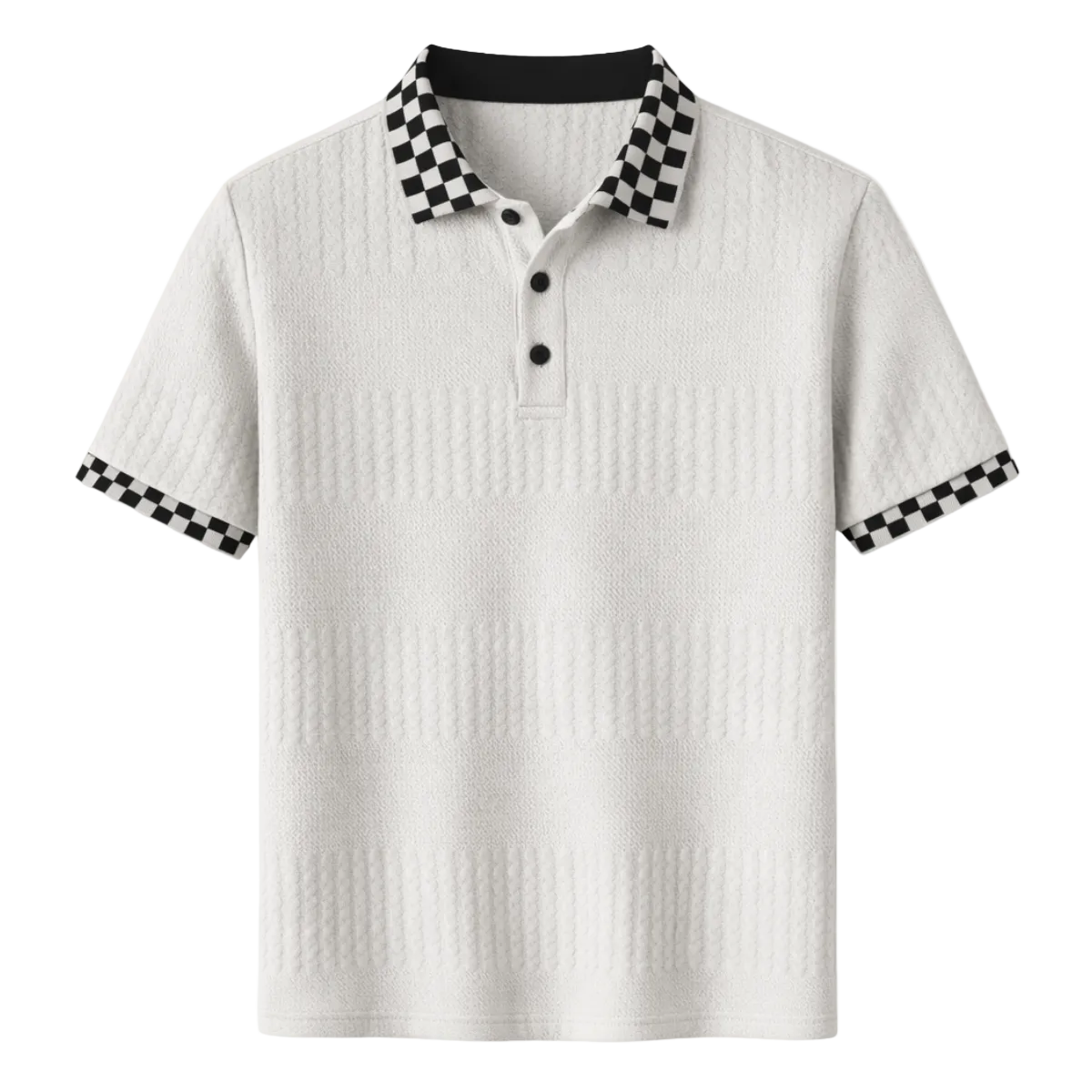 Luca | Ribbed Polo with Checkered Collar