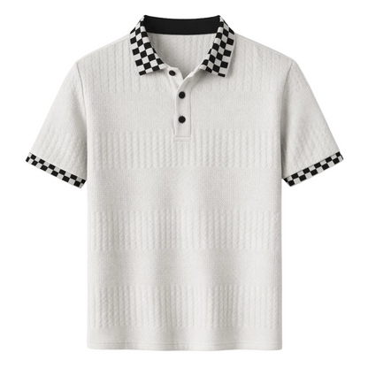 Luca | Ribbed Polo with Checkered Collar