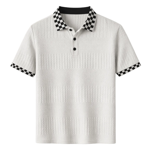 Luca | Ribbed Polo with Checkered Collar