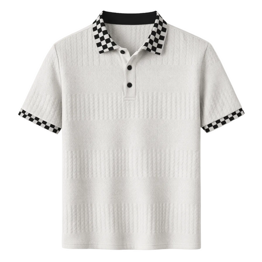 Luca | Ribbed Polo with Checkered Collar