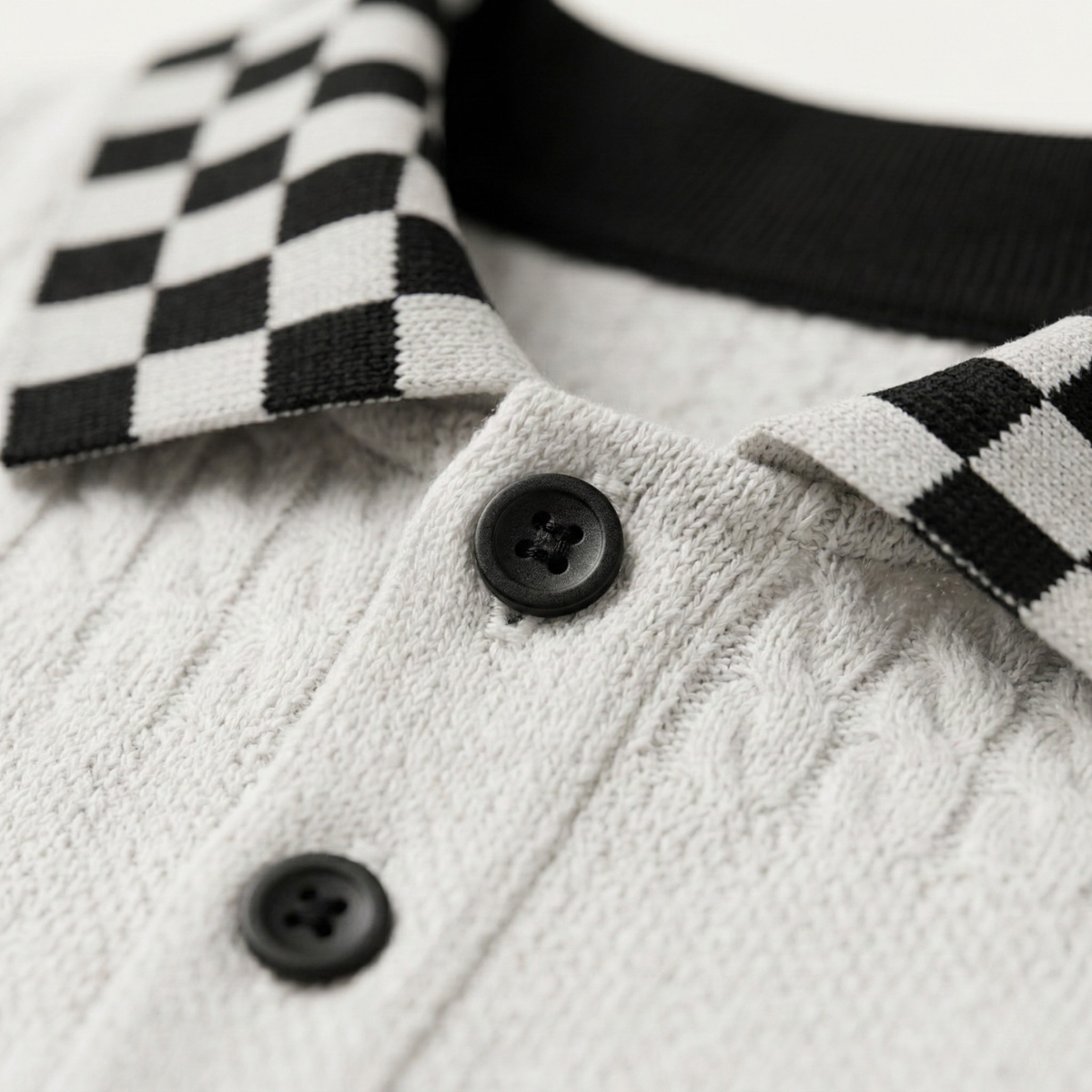 Luca | Ribbed Polo with Checkered Collar