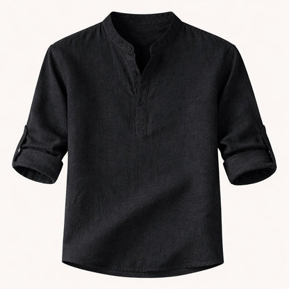 Luca | Elevated Roll-Up Sleeve Henley Shirt