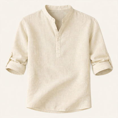 Luca | Elevated Roll-Up Sleeve Henley Shirt