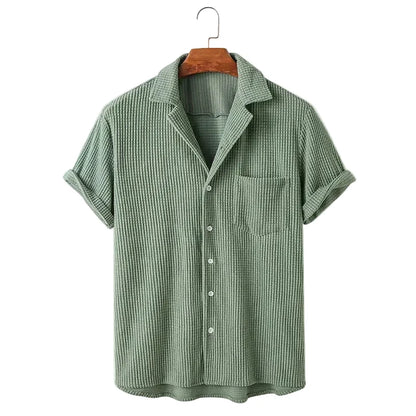 Luca | Textured Short Sleeve Camp Collar Shirt