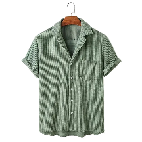 Luca | Textured Short Sleeve Camp Collar Shirt
