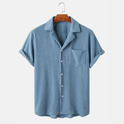 Luca | Textured Short Sleeve Camp Collar Shirt