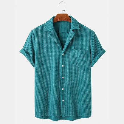 Luca | Textured Short Sleeve Camp Collar Shirt