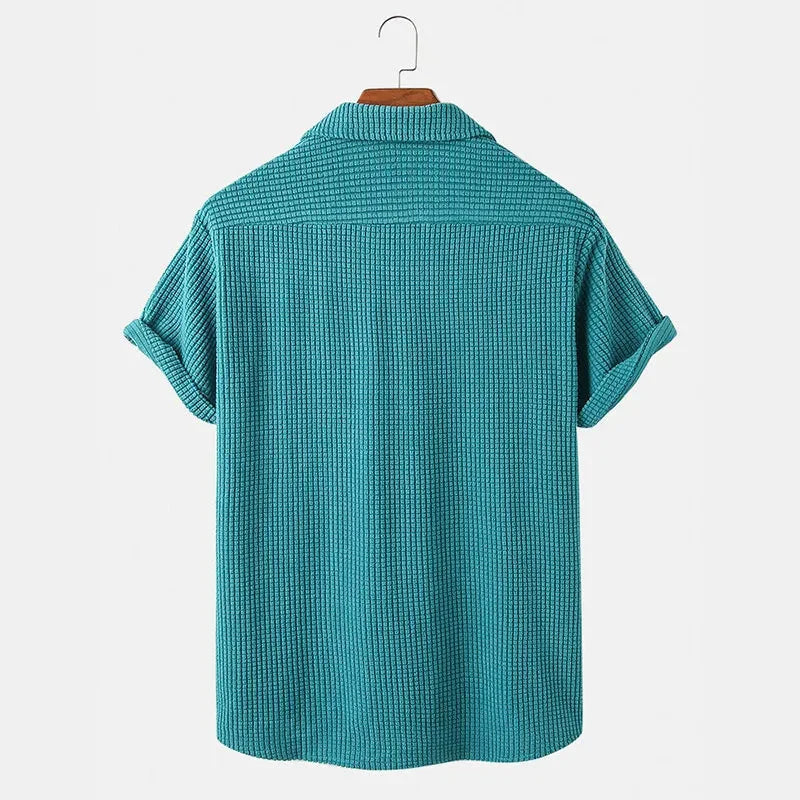 Luca | Textured Short Sleeve Camp Collar Shirt