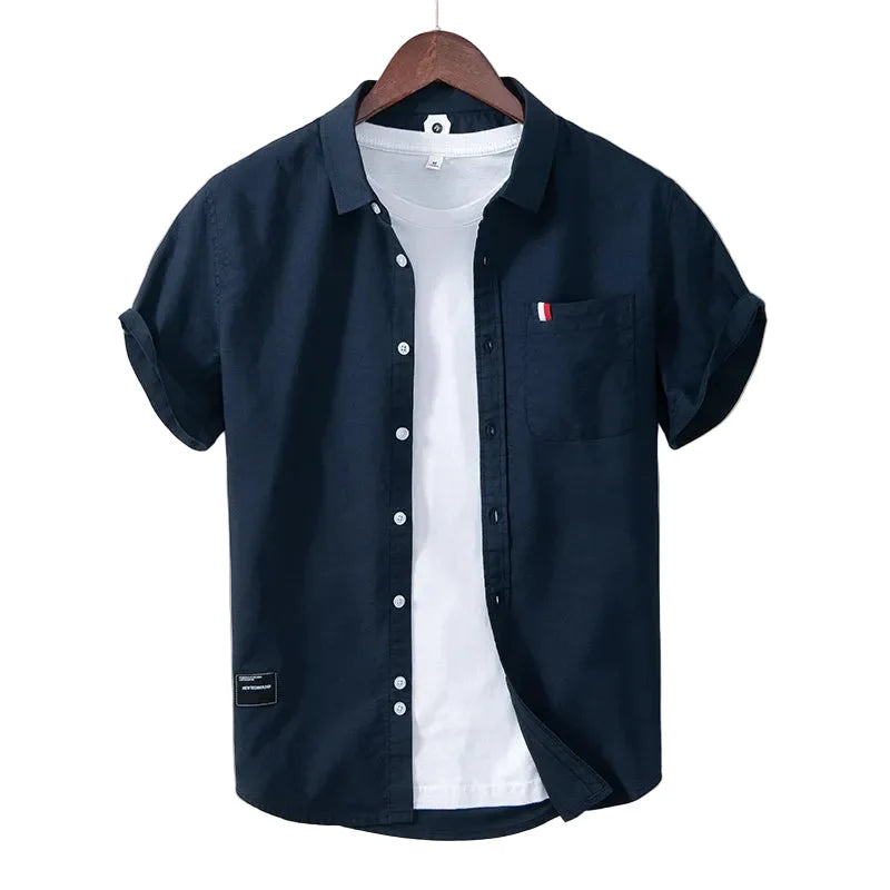 Luca | Tailored Short Sleeve Button-Up Shirt with Chest Pocket