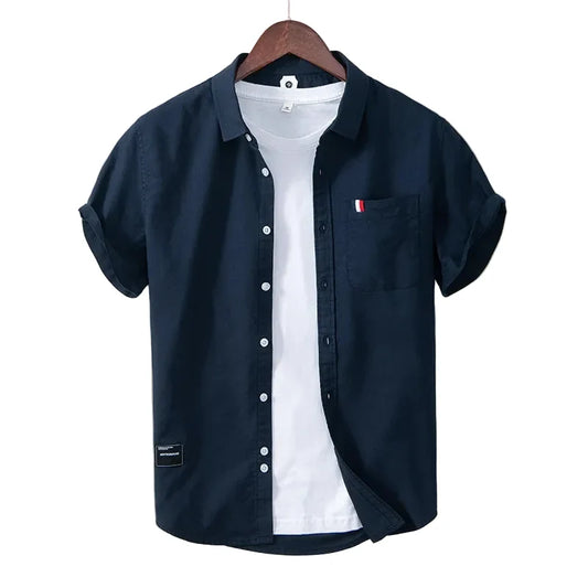 Luca | Tailored Short Sleeve Button-Up Shirt with Chest Pocket