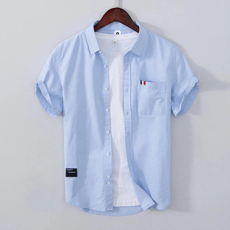 Luca | Tailored Short Sleeve Button-Up Shirt with Chest Pocket