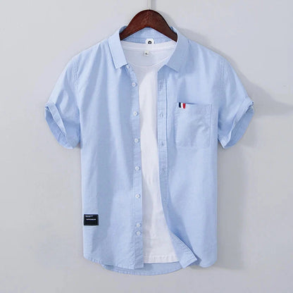 Luca | Tailored Short Sleeve Button-Up Shirt with Chest Pocket
