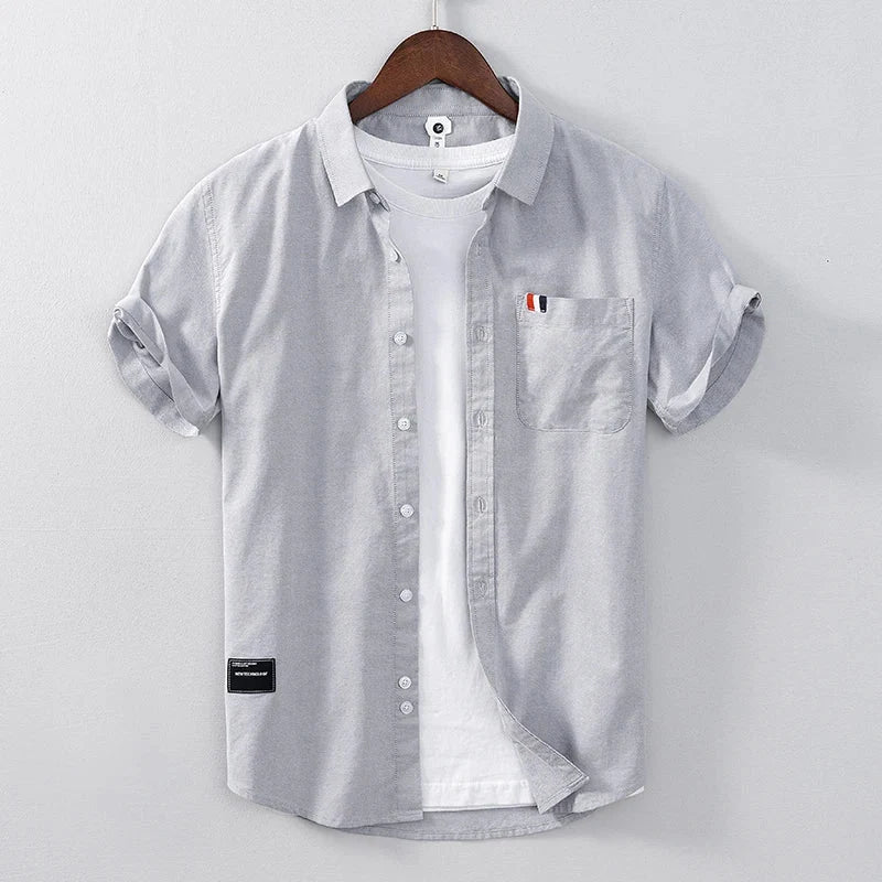 Luca | Tailored Short Sleeve Button-Up Shirt with Chest Pocket