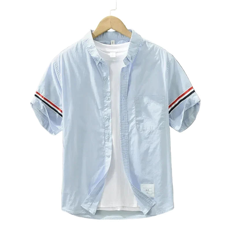 Luca | Striped Sleeve Short Sleeve Shirt with Pocket
