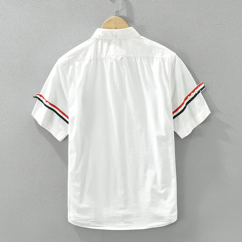 Luca | Striped Sleeve Short Sleeve Shirt with Pocket