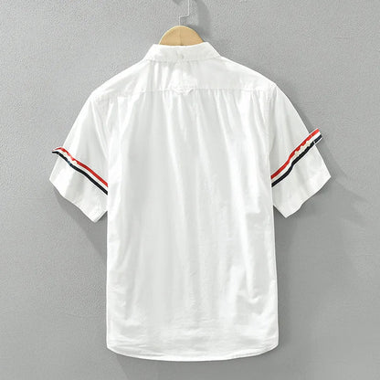 Luca | Striped Sleeve Short Sleeve Shirt with Pocket
