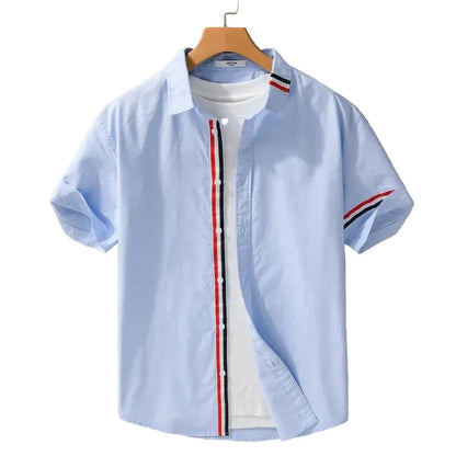 Julian | Tailored Short Sleeve Button-Up Shirt with Placket Trim