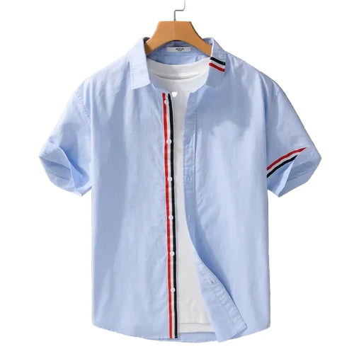 Julian | Tailored Short Sleeve Button-Up Shirt with Placket Trim