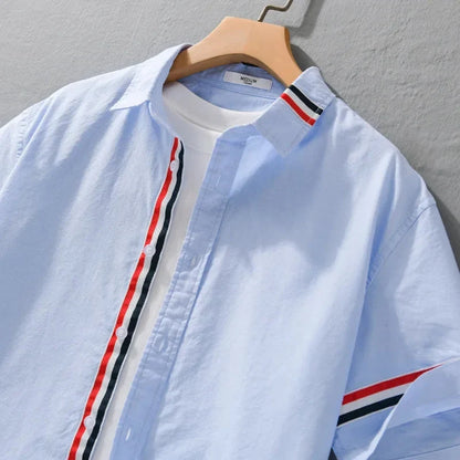 Julian | Tailored Short Sleeve Button-Up Shirt with Placket Trim