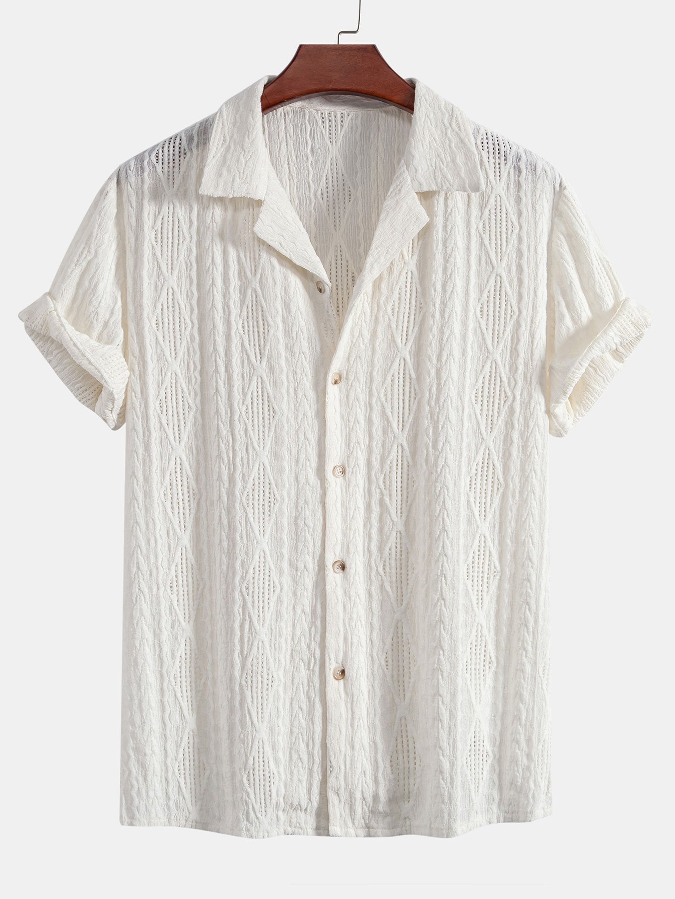 Luca | Textured Short Sleeve Camp Collar Shirt