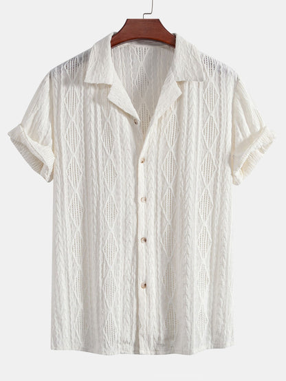 Luca | Textured Short Sleeve Camp Collar Shirt