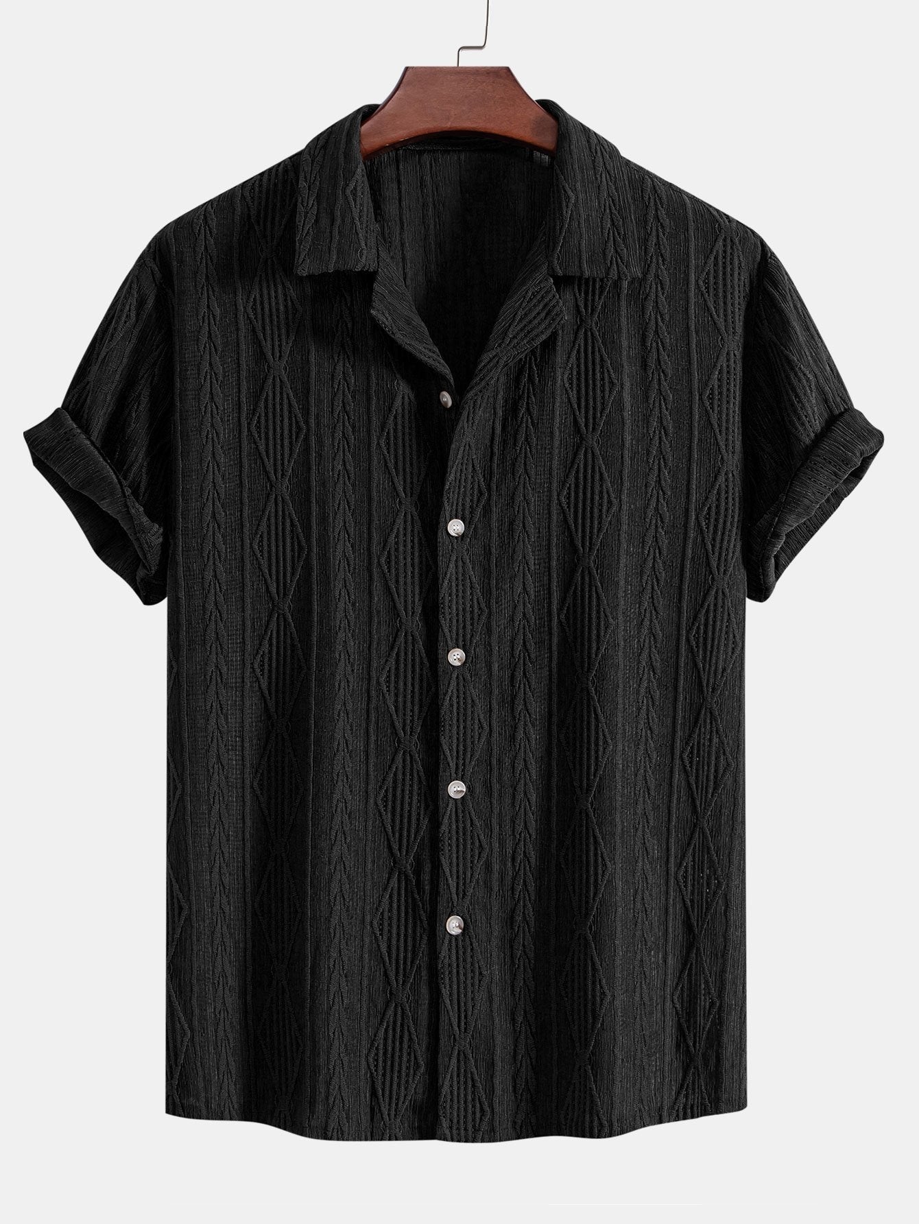 Luca | Textured Short Sleeve Camp Collar Shirt